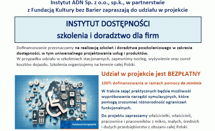 Miniaturka artykułu Instytut Dostępności – szkolenia dla firm