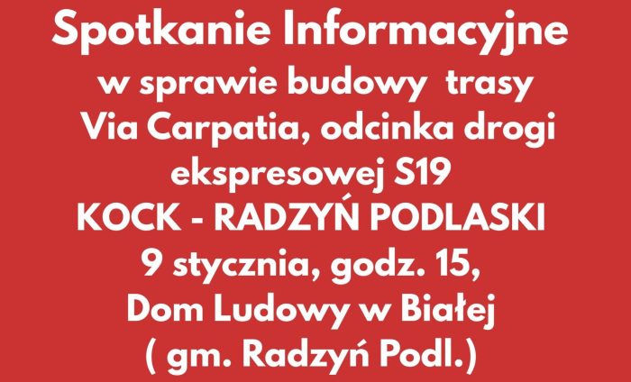 Miniaturka artykułu Spotkanie informacyjne w sprawie budowy drogi S-19 Via Carpatia
