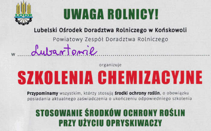 Miniaturka artykułu Uwaga rolnicy! Szkolenia chemizacyjne